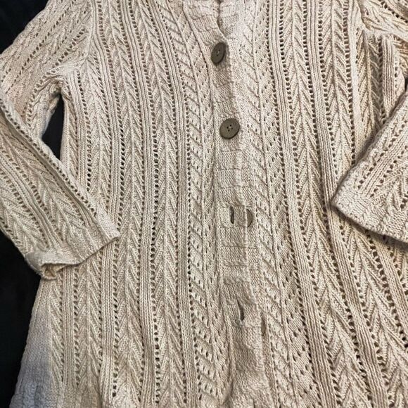 Eddie Bauer‎ beige cardigan sweater 55% linen, size small - Picture 7 of 15